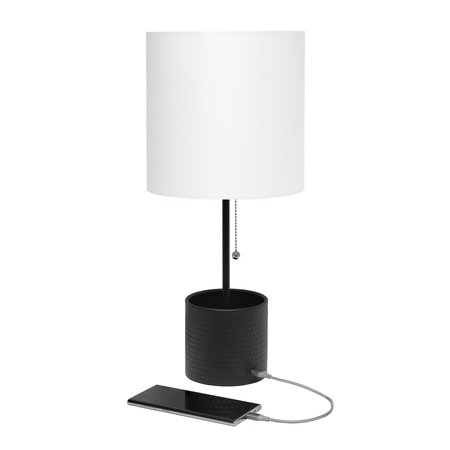 Simple Designs Simple Designs Organizer Lamp with USB charging port, Black LT1085-BLK